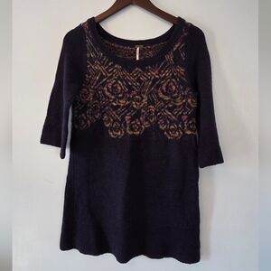 Free People Women's Sweater Tunic Top Cotton Rayon Wool